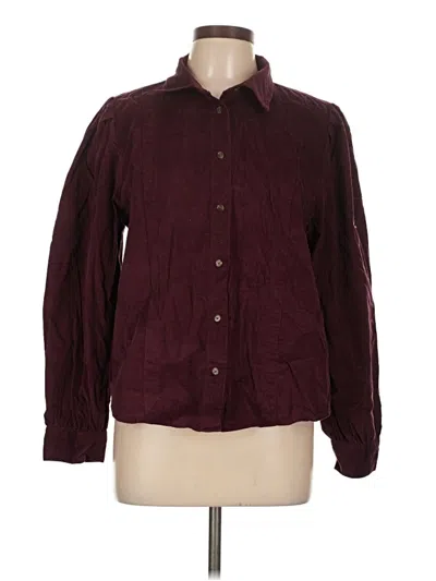 Pre-owned Ann Taylor Long Sleeve Button Down Shirt In Burgundy
