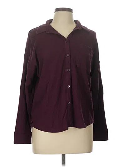 Pre-owned Ann Taylor Long Sleeve Button Down Shirt In Burgundy