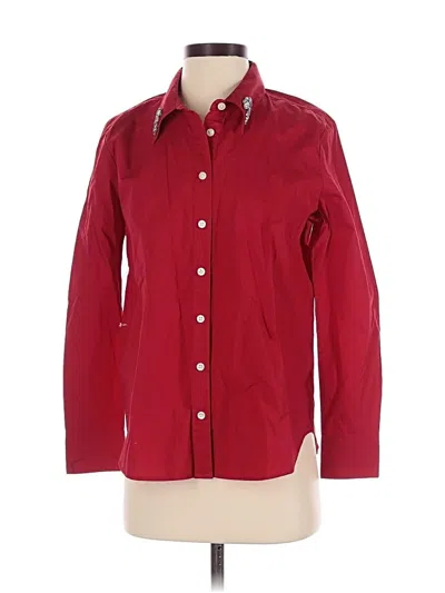 Pre-owned Ann Taylor Long Sleeve Button Down Shirt In Burgundy