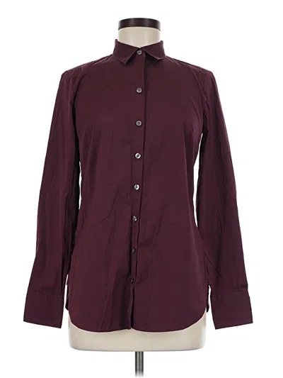 Pre-owned Ann Taylor Long Sleeve Button Down Shirt In Burgundy