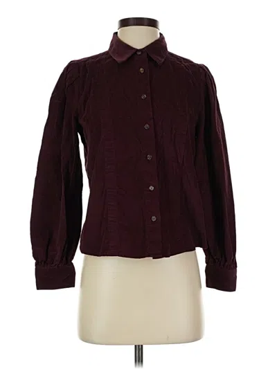 Pre-owned Ann Taylor Long Sleeve Button Down Shirt In Burgundy
