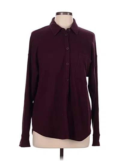 Pre-owned Ann Taylor Long Sleeve Button Down Shirt In Burgundy