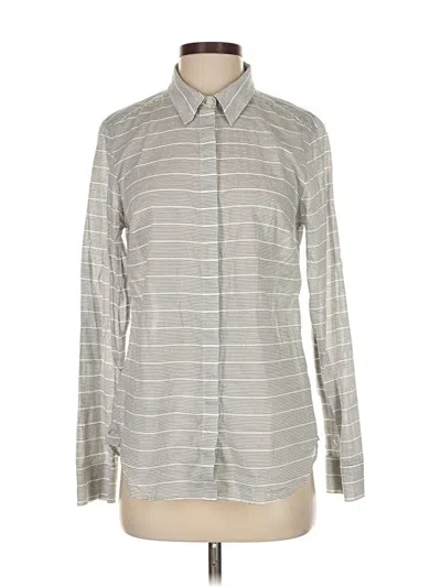 Pre-owned Ann Taylor Long Sleeve Button Down Shirt In Gray