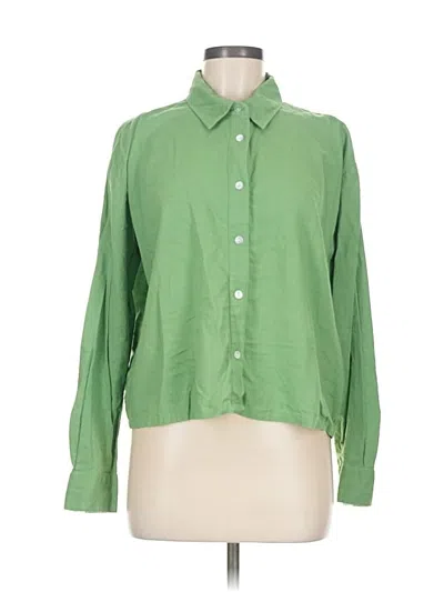 Pre-owned Ann Taylor Long Sleeve Button Down Shirt In Green