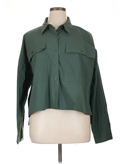 Pre-owned Ann Taylor Long Sleeve Button Down Shirt In Green