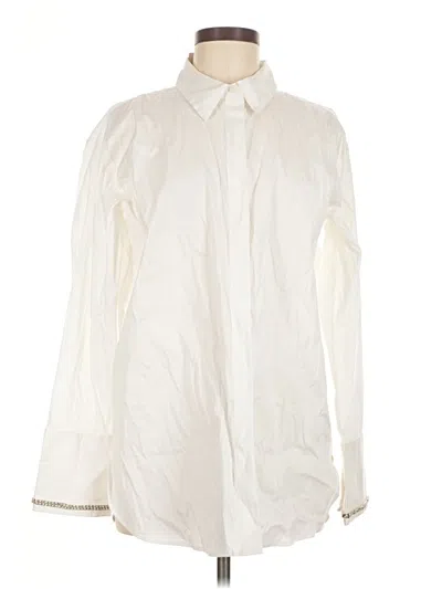 Pre-owned Ann Taylor Long Sleeve Button Down Shirt In Ivory