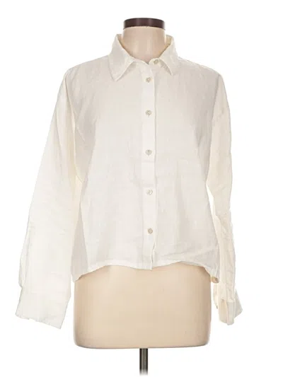 Pre-owned Ann Taylor Long Sleeve Button Down Shirt In Ivory
