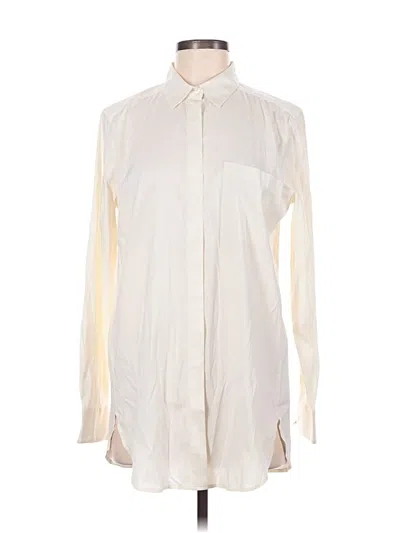 Pre-owned Ann Taylor Long Sleeve Button Down Shirt In Ivory