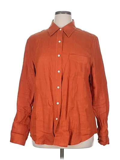 Pre-owned Ann Taylor Long Sleeve Button Down Shirt In Orange