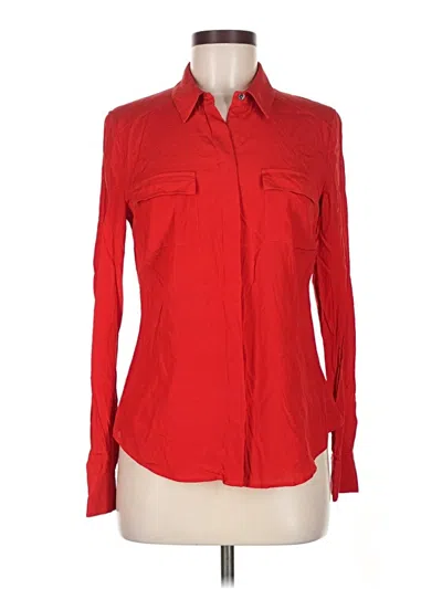 Pre-owned Ann Taylor Long Sleeve Button Down Shirt In Red