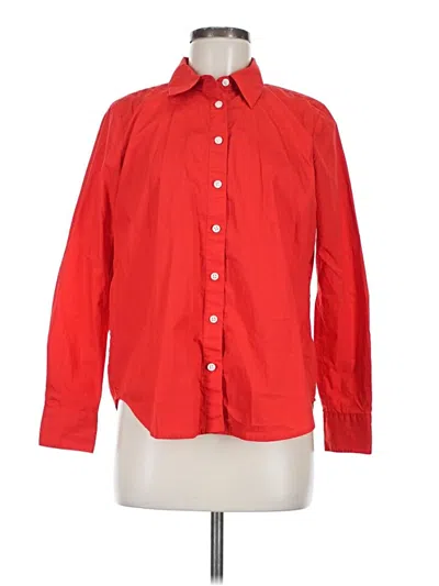 Pre-owned Ann Taylor Long Sleeve Button Down Shirt In Red