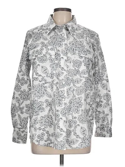 Pre-owned Ann Taylor Long Sleeve Button Down Shirt In Silver