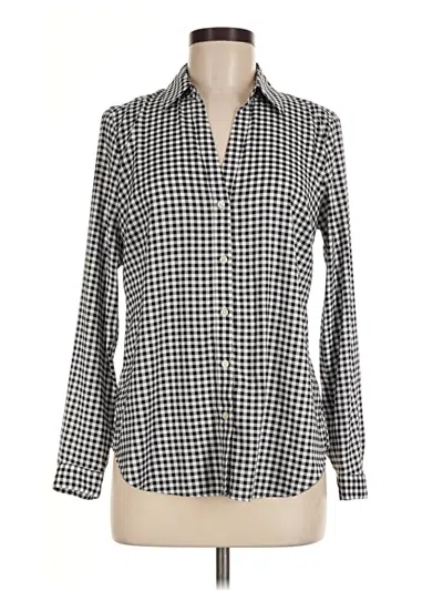 Pre-owned Ann Taylor Long Sleeve Button Down Shirt In Silver