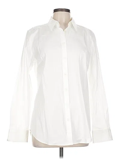Pre-owned Ann Taylor Long Sleeve Button Down Shirt In White