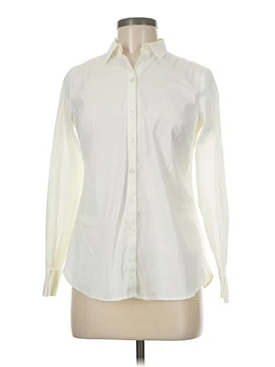 Pre-owned Ann Taylor Long Sleeve Button Down Shirt In White