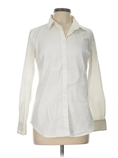 Pre-owned Ann Taylor Long Sleeve Button Down Shirt In White