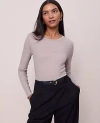 Ann Taylor Long Sleeve Crew Neck Top In Gray