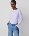 Ann Taylor Long Sleeve Crew Neck Top In Lilac Bud