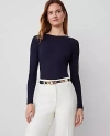 Ann Taylor Long Sleeve Crew Neck Top In Night Sky