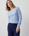 Ann Taylor Long Sleeve Crew Neck Top In Pure Blue Sky