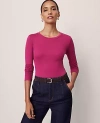 Ann Taylor Long Sleeve Crew Neck Top In Purple