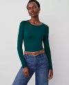 Ann Taylor Long Sleeve Crew Neck Top In Rainforest
