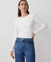 Ann Taylor Long Sleeve Crew Neck Top In Winter White