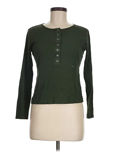 Pre-owned Ann Taylor Long Sleeve Henley Shirt In Green