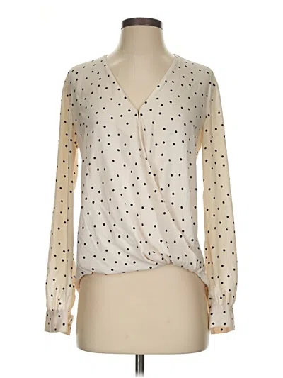 Pre-owned Ann Taylor Long Sleeve Henley Shirt In White
