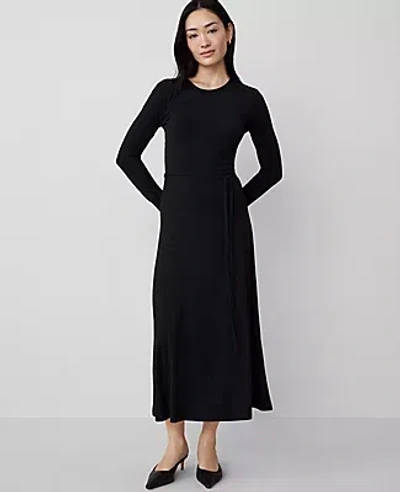 Ann Taylor Long Sleeve Knit Midi Dress In Black