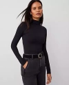 Ann Taylor Long-sleeve Mock Neck Top In Black