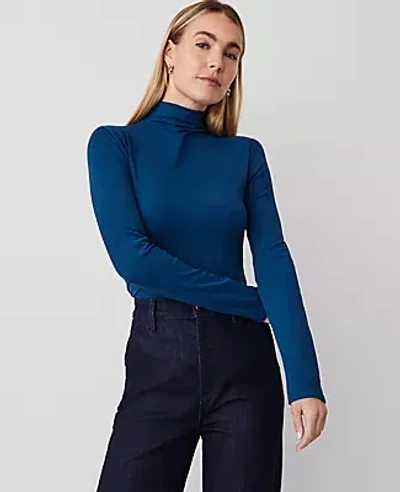 Ann Taylor Long-sleeve Mock Neck Top In Sea Storm