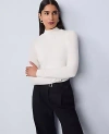 Ann Taylor Long Sleeve Mock Neck Top In White
