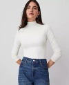 Ann Taylor Long-sleeve Mock Neck Top In Winter White