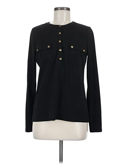 Pre-owned Ann Taylor Long Sleeve Polo Shirt In Black