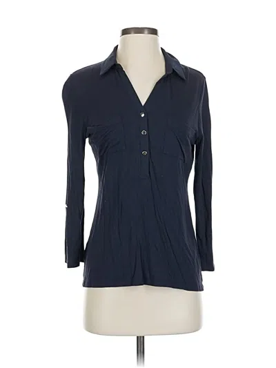 Pre-owned Ann Taylor Long Sleeve Polo Shirt In Blue