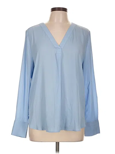 Pre-owned Ann Taylor Long Sleeve Polo Shirt In Blue