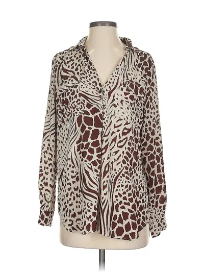 Pre-owned Ann Taylor Long Sleeve Polo Shirt In Brown