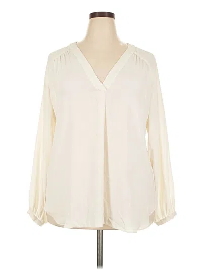 Pre-owned Ann Taylor Long Sleeve Polo Shirt In Ivory