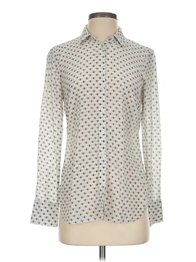 Pre-owned Ann Taylor Long Sleeve Polo Shirt In Ivory