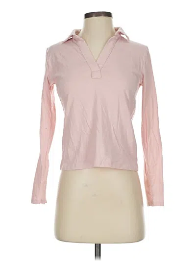 Pre-owned Ann Taylor Long Sleeve Polo Shirt In Pink