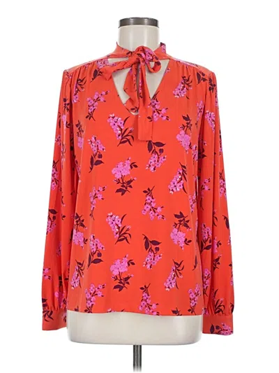 Pre-owned Ann Taylor Long Sleeve Polo Shirt In Red