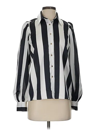 Pre-owned Ann Taylor Long Sleeve Polo Shirt In Silver