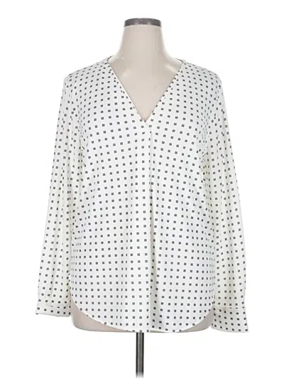 Ann Taylor Long Sleeve Polo Shirt In White