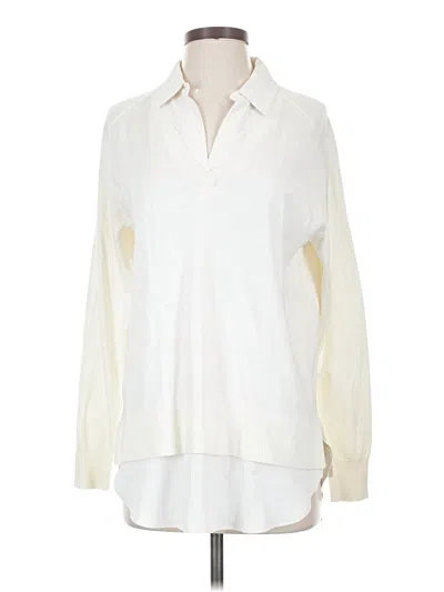 Pre-owned Ann Taylor Long Sleeve Polo Shirt In White