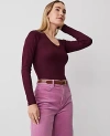 Ann Taylor Long Sleeve Scoop Neck Tee In Mauve Rose