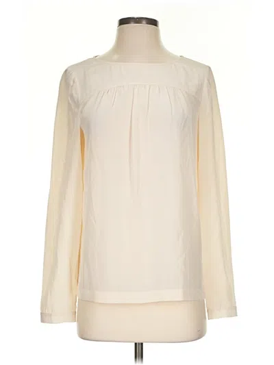 Pre-owned Ann Taylor Long Sleeve Silk Top Ivory Boatneck Tops