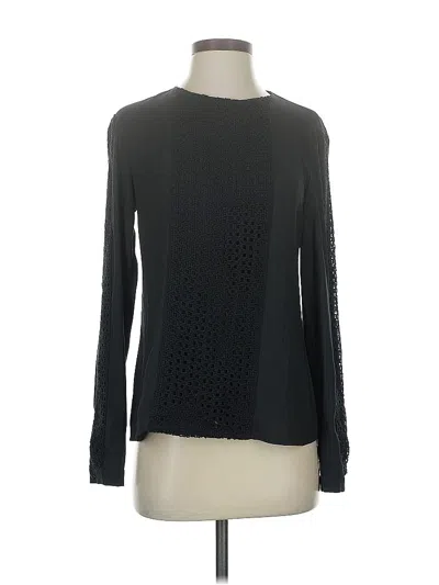 Pre-owned Ann Taylor Long Sleeve Top Black Crew Neck Tops