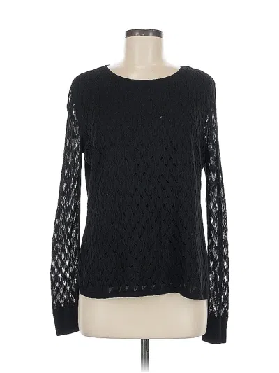 Pre-owned Ann Taylor Long Sleeve Top Black Crew Neck Tops