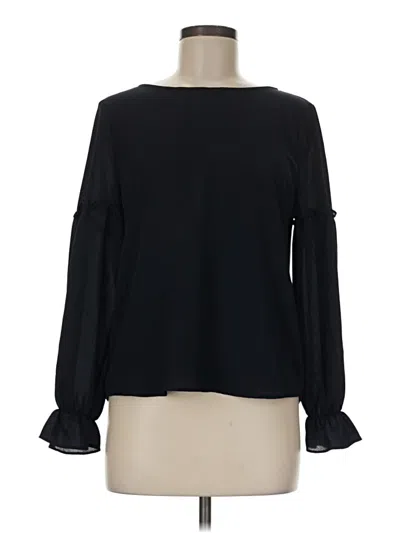 Pre-owned Ann Taylor Long Sleeve Top Black Keyhole Neckline Tops